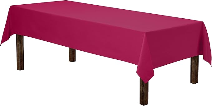 Gee Di Moda Rectangle Tablecloth - 60 x 84 Inch Fuchsia Table Cloth for 5 Foot Rectangle Tables - Heavy Duty Washable Fabric - for Holiday Party, Dinner, Weddings, Baby Shower & Events
