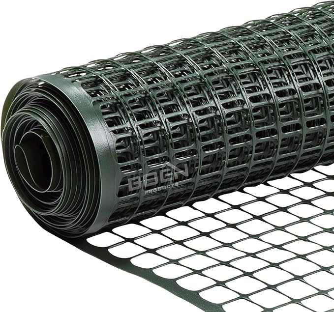 BOEN Garden Fence Temporary Barrier Outdoor Fence for Dog, Rabbit or Deer, Garden Netting Plastic Mesh Plant Protection (4' x 50', Green)