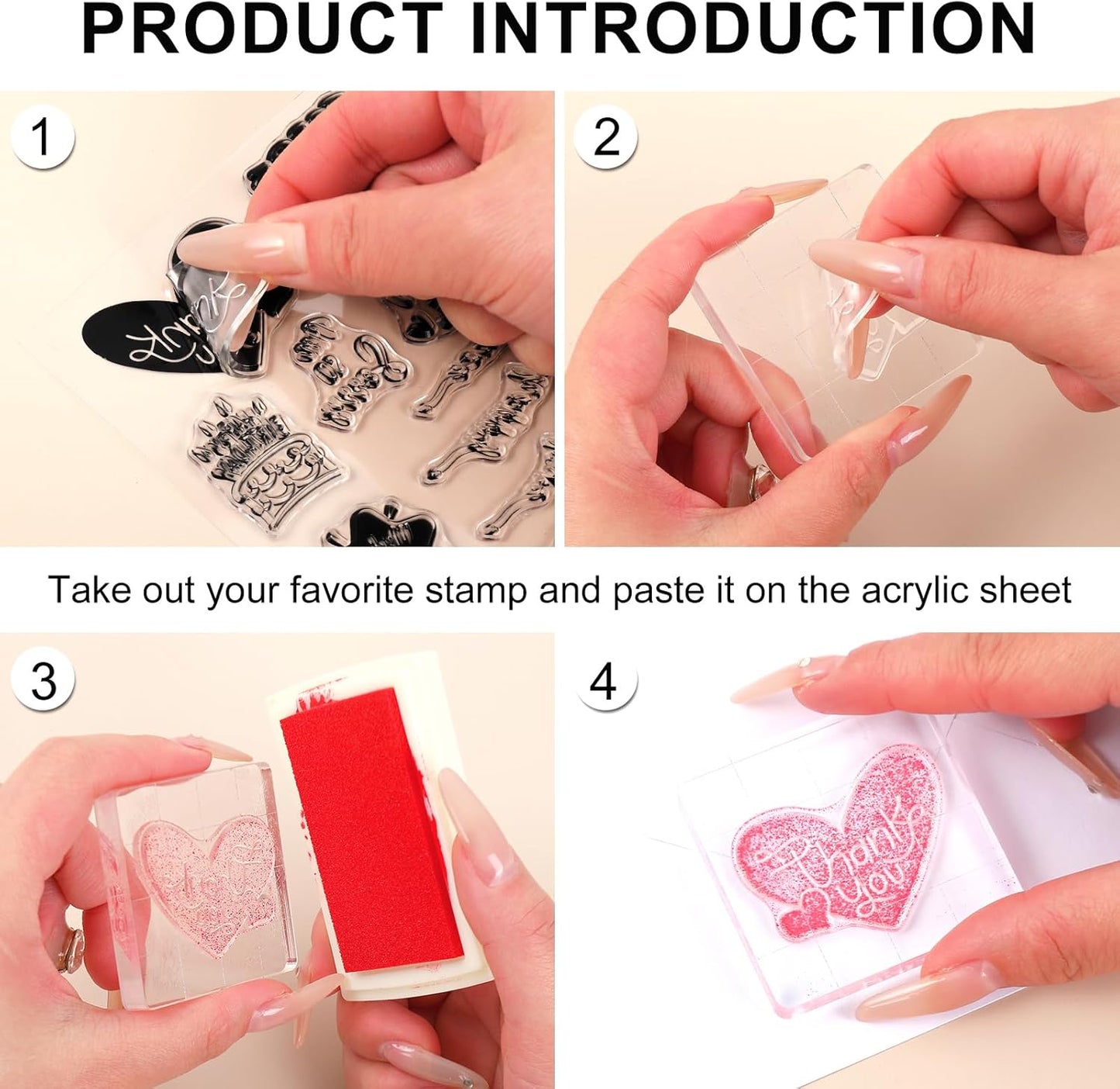 Whaline 4 Sheets Sentiment Words Clear Stamps Greeting Words Happy Birthday Silicone Transparent Stamps for DIY Craft Card Making Scrapbooking Embossing Album Decor