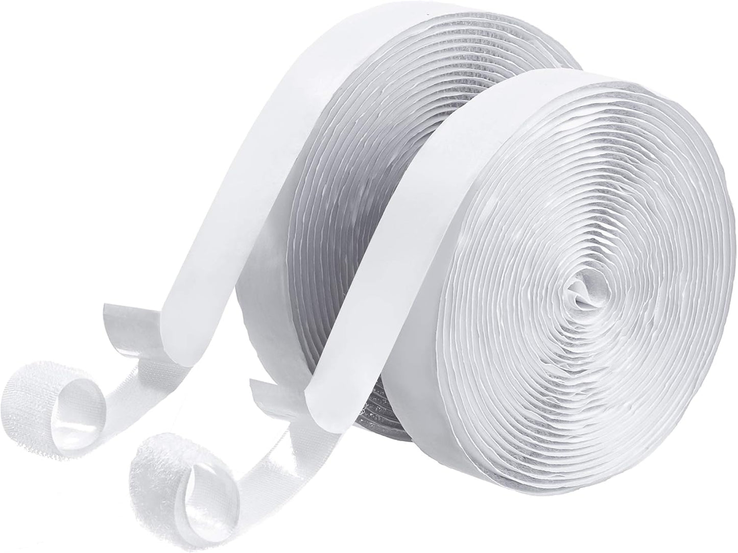 BRAVESHINE Industrial-Strength Self Adhesive Hook and Loop Roll - 0.8 Inch 16.5FT Double Side Hook and Loop Strips Fasteners Tape for Sewing, Pedal Board, Mounting or Hanging Items - White Tape