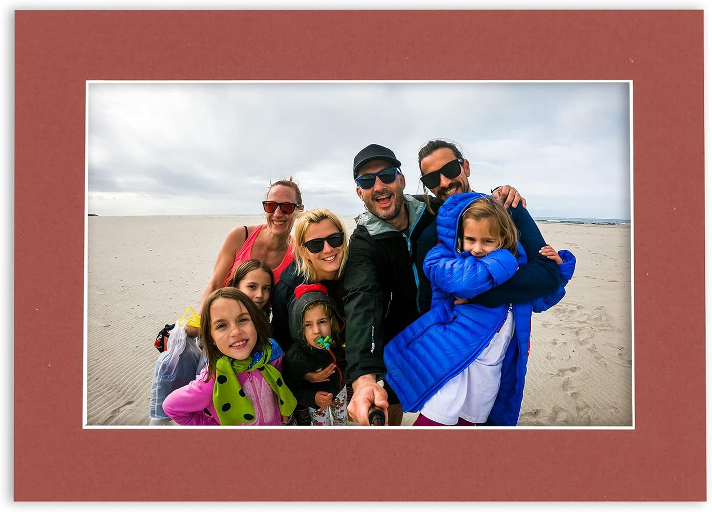 11x14 Mat Bevel Cut for 8.5x11 Photos - Acid Free Brick Red Precut Matboard With Backing Board and Crystal Clear, Self Seal Mat Bag - For Pictures, Framing - 4-ply Thickness