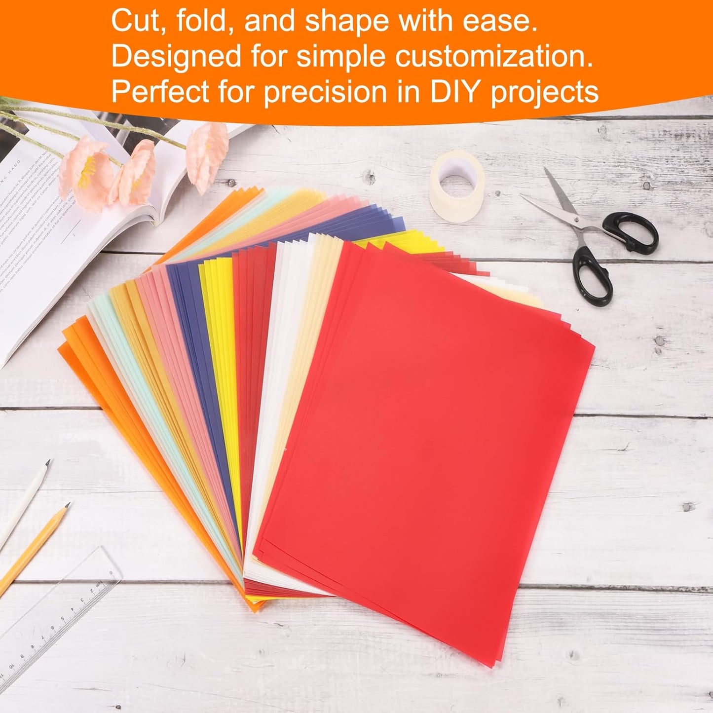 MECCANIXITY Colored Vellum Paper, 40 Sheet Silver Transparency 11.7 x 8.2 Printable Vellum Paper, Translucent Vellum Sheets for Printing Wedding Invitations, Ink Jet Laser Printer