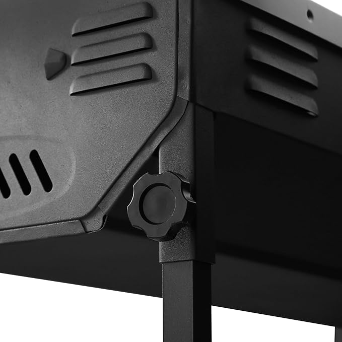 comzenz 35’’ Portable Charcoal Grill Folding BBQ Grill for Outdoor Grilling Cooking Camping Hiking Picnics Tailgating Backpacking Party, With Storage Bag & Non-Stick Frying Pan, Matte Black