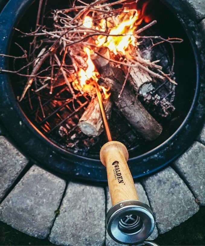 Walden Backyards Fire Pit Stoker Poker® XL 46" - High Temperature Heavy Duty Steel Blow Through Airflow Valve Firepit Stoker Tool for Outdoor Pits and Campfire - Extra Long Fire-Poker 46"