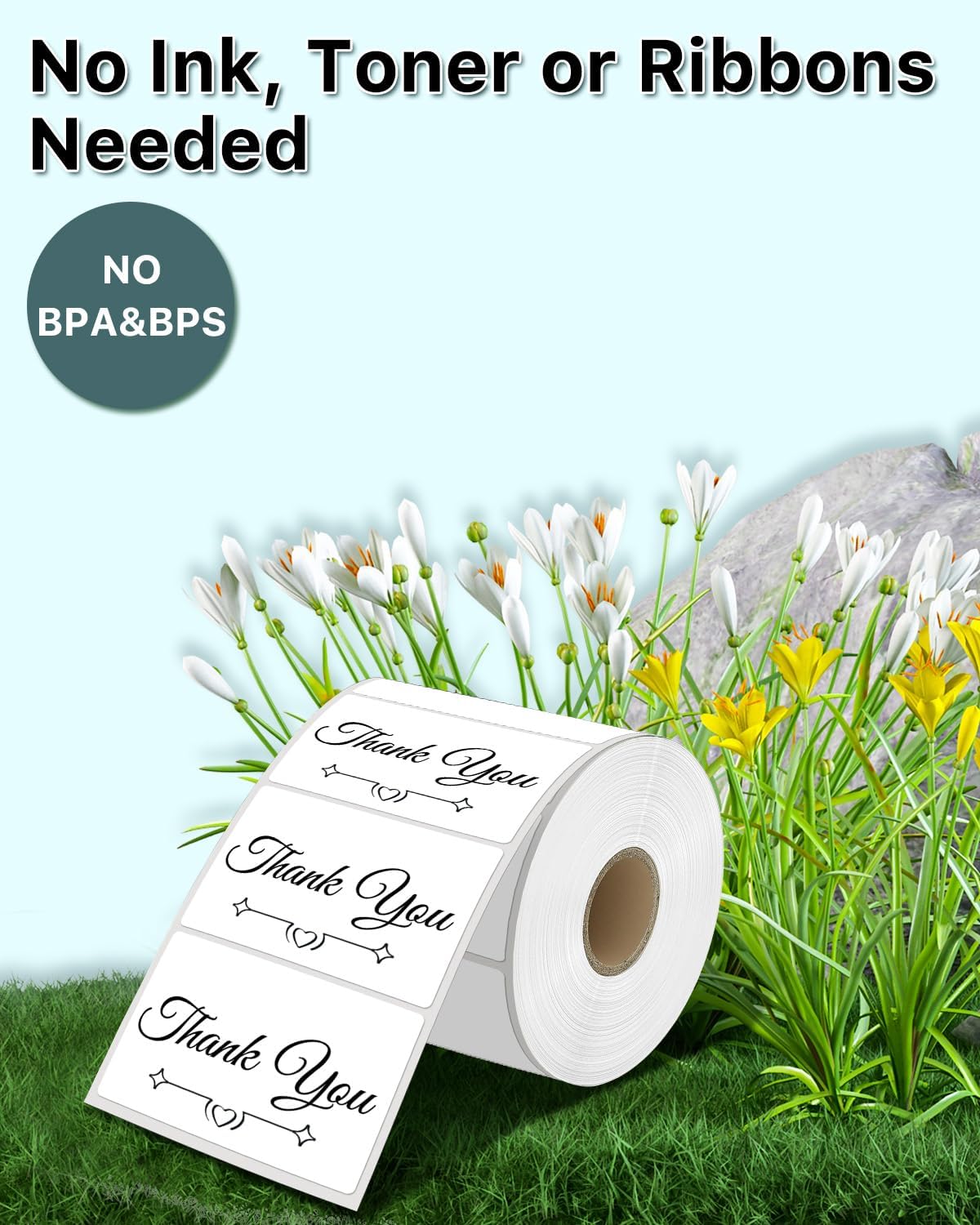 iEager 3" x 2" Thermal Labels, Rectangle Thermal Printer Stickers, Self-Adhesive Durable Sticker with Perforation Line, 500 Labels/Roll, White