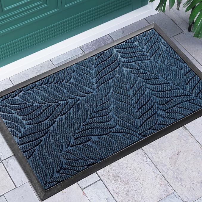 Yimobra 36x24 Large Door Mat Outdoor Indoor, All-Season Waterproof Door Mat Outside Entrance, All-Weather Non-Slip Outside Doormat for Garage Patio Entryway, Blue