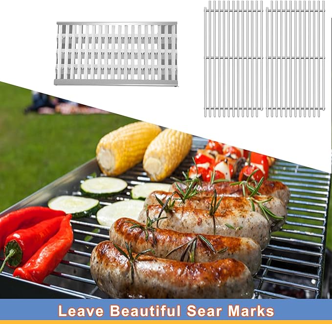 Stainless Steel DCS Radiant Tray with Ceramic Rod and Cooking Grid Grates Replacement Parts for DCS BFG-30G, BFGC-30G-L, BFGC-30G-N, BGA48-BQARL, BGA48-BQARN, 2 Pack Grill Heat Plates and Grill Grates