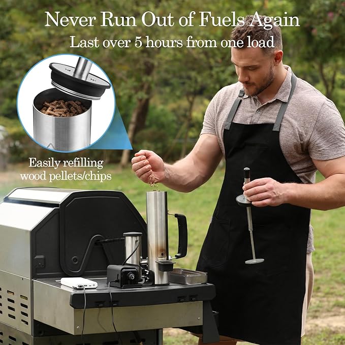 Cold Smoke Generator for BBQ Grills & Smokers – Boost Smoke Output & Flavor, Heavy-Duty Stainless Steel Cold Smoker Attachment for Meat, Cheese, Salmon，Fish, Bacon,Fits Traeger, Pit Boss,Weber Ect.