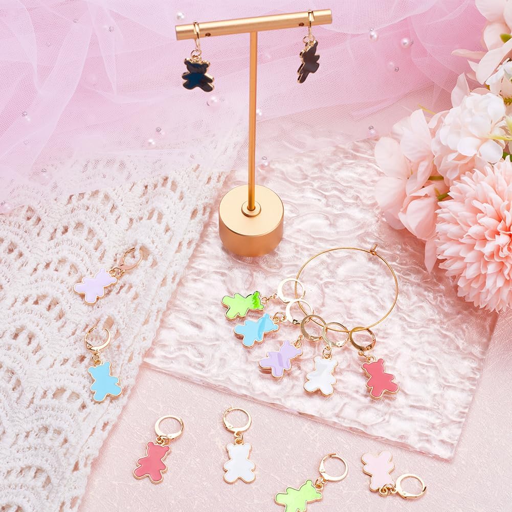 SUNNYCLUE 1 Box 14pcs Crochet Stitch Marker Stitch Markers Knitting Bear Stitch Marker Charms Animals Leverback Enmamel Cute Stitch Marker for Knitting Weaving Sewing Needleworks DIY Craft Supplies