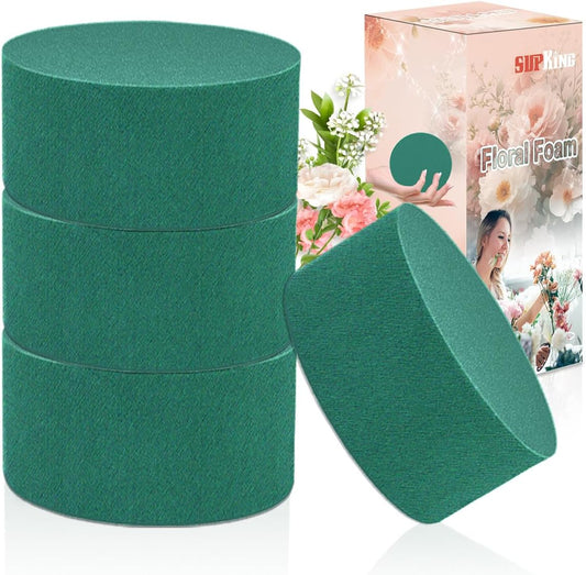 4Pcs Floral Foam Round SUPKING 3.2" Small Green Wet Dry Flower Foam Blocks Florist Plant Foam for Artificial and Fresh Flower Arrangement
