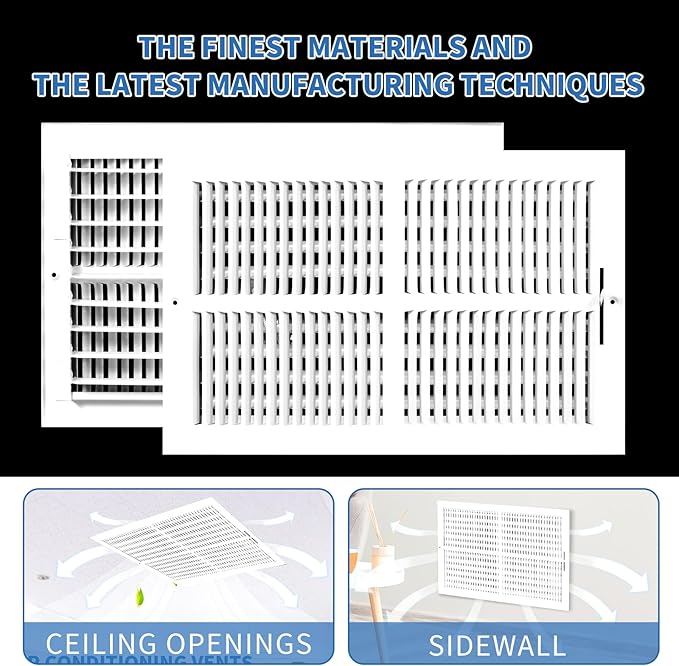 18x8 Vent Register [Duct Opening], Vent Covers for Home Ceiling, Two-Way Ventilation Register, Adjustable Solid Steel Wall Register Vent Cover (18"W x 8"H [Duct Opening])