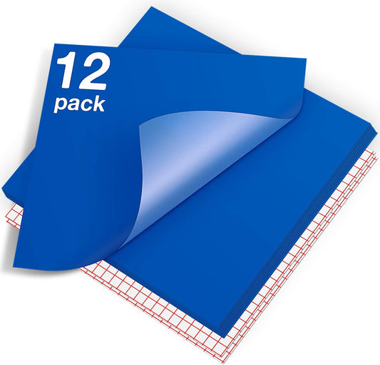 HTVRONT Blue Permanent Vinyl - 12 Pack for Cutting Machine - 10 Sheets 12" x 12"& 2 Transfer Tape Sheets for Party Decoration, Sticker, Craft Cutter, Car Decal (Glossy)