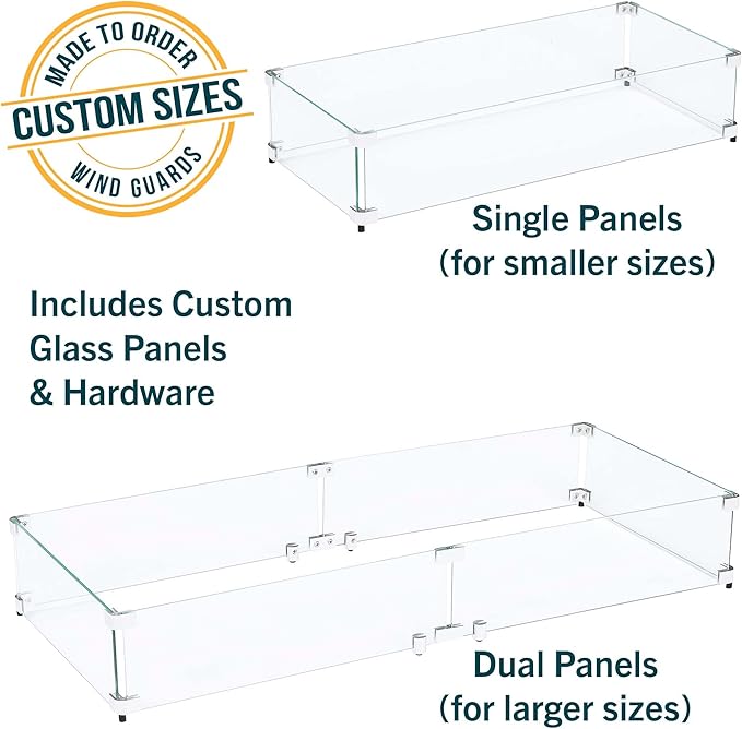 Custom Sized Wind Guard for Gas Fire Pits - Celestial Fire Glass