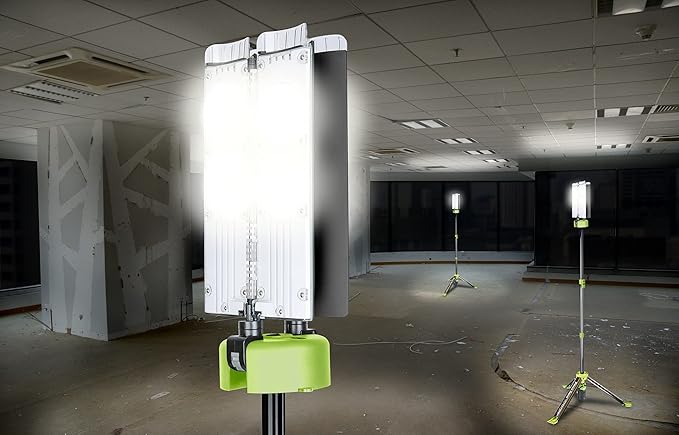 PowerSmith Voyager PVLR8000A-C 8000 Lumen Collapsible Cordless Tripod LED Work Light. BARE Light Only. 3-Way Power. AC or DC Adaptor or Battery Needed to Use Light