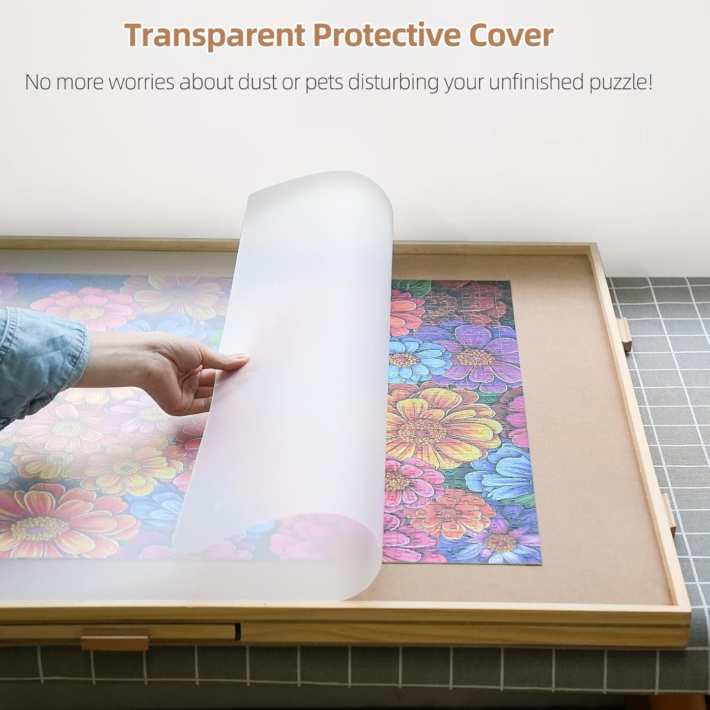 1000 Pieces Rotating Puzzle Board with 6 Drawers, Lazy Susan & Transparent Cover, 30.2"x22.4" Portable Wooden Jigsaw Puzzle Board , Great Gift for for Puzzle Enthusiasts