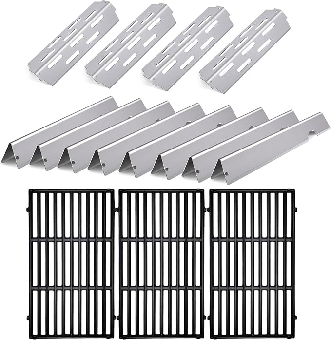 Cast Iron Grill Grates Flavorizer Bars Parts for Weber Genesis 2 E-410, S-410, Genesis II LX E-440, S-440, Weber 66089, 66097, 66041, 66033, 66796, Stainless Steel Flavor Bars Heat Deflectors