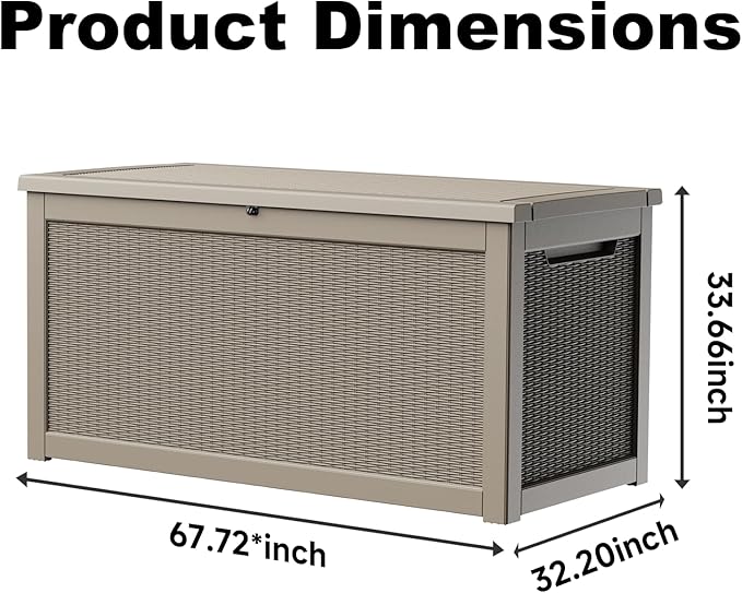 310 Gallon Lockable Outdoor Storage Box – Waterproof Resin Deck Box for Patio Furniture, Garden Tools, Pool Accessories (Gray)