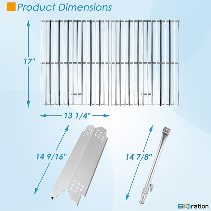 Replacement Parts Kit for Nexgrill 5-Burner 720-0888 720-0888N 720-0888A, 4-Burner 720-0830 720-0830H 720-0830A, Cooking Grate, Heat Shield and Burner Kit for Nexgrill
