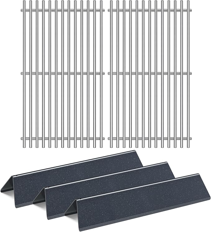 Grill Grates Grill Parts for Weber Spirit Grill I II E-210, S-210, E-220, S-220 with Front-Mounted Control Panels, 7635 7637 Porcelain Steel Flavorizer Bars Grid Replacement Spirit 200 Series