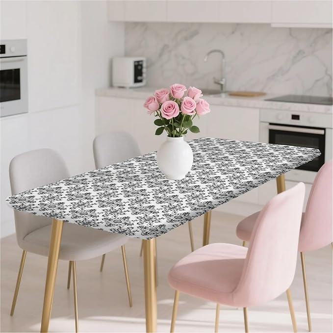 Rectangle Table Cloth Cover Waterproof Elastic Fitted Polyester Fitted Tablecloths for 6 Foot Tables for Indoor,Picnic, Camping, Outdoor （72" x 30"，Geometric ）
