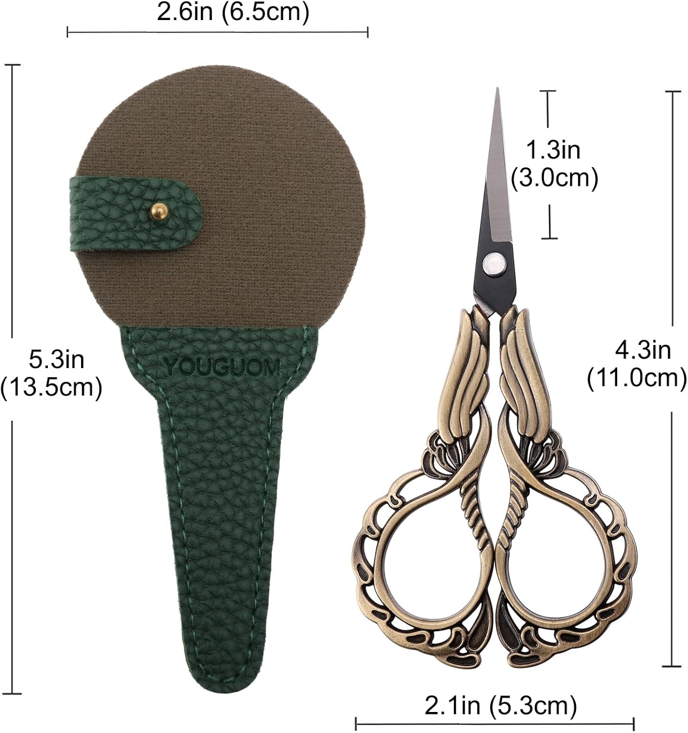 Sharp Detail Scissors with Case Embroidery Crafting Sewing Scissor for Needlework Threading Craft Artwork DIY Tools, Vintage Little Precision Shears