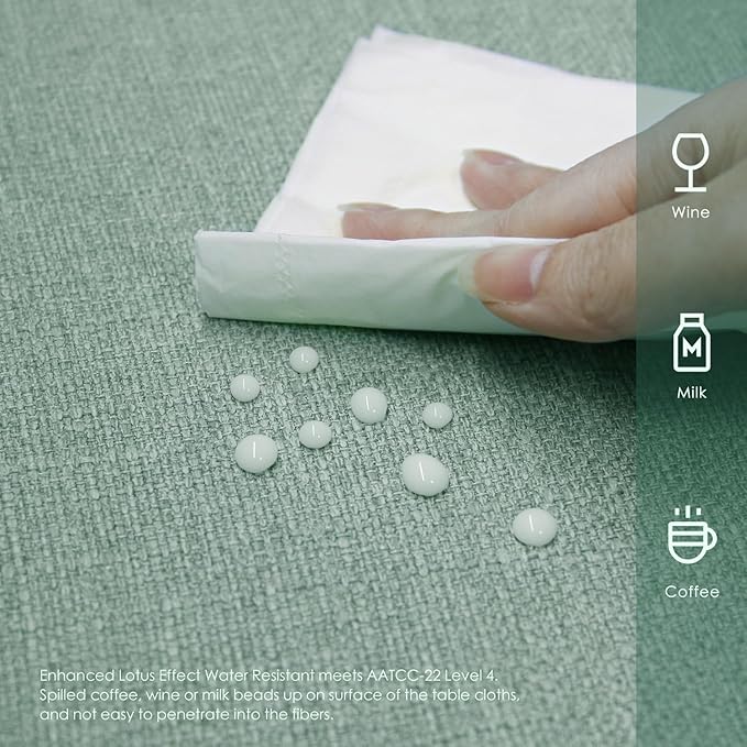 BALCONY & FALCON Rectangle Tablecloth Washable Wrinkle Resistant and Water Proof Table Cloth Decorative Linen Fabric Tablecloths for Dining Parties Kitchen Wedding Outdoor(Light Aqua Green, 57x118)