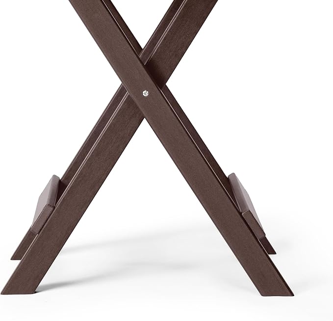 Costaelm Paradise HDPE Outdoor 24.5 Inch Round Portable Folding Patio Dining Table, Dark Brown