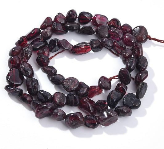 Red Garnet Pebble Nugget Oval Free Tumbled Stone 6-8mm Natural Gemstone Loose Beads Approx 15.5 inch for DIY Jewelry Making