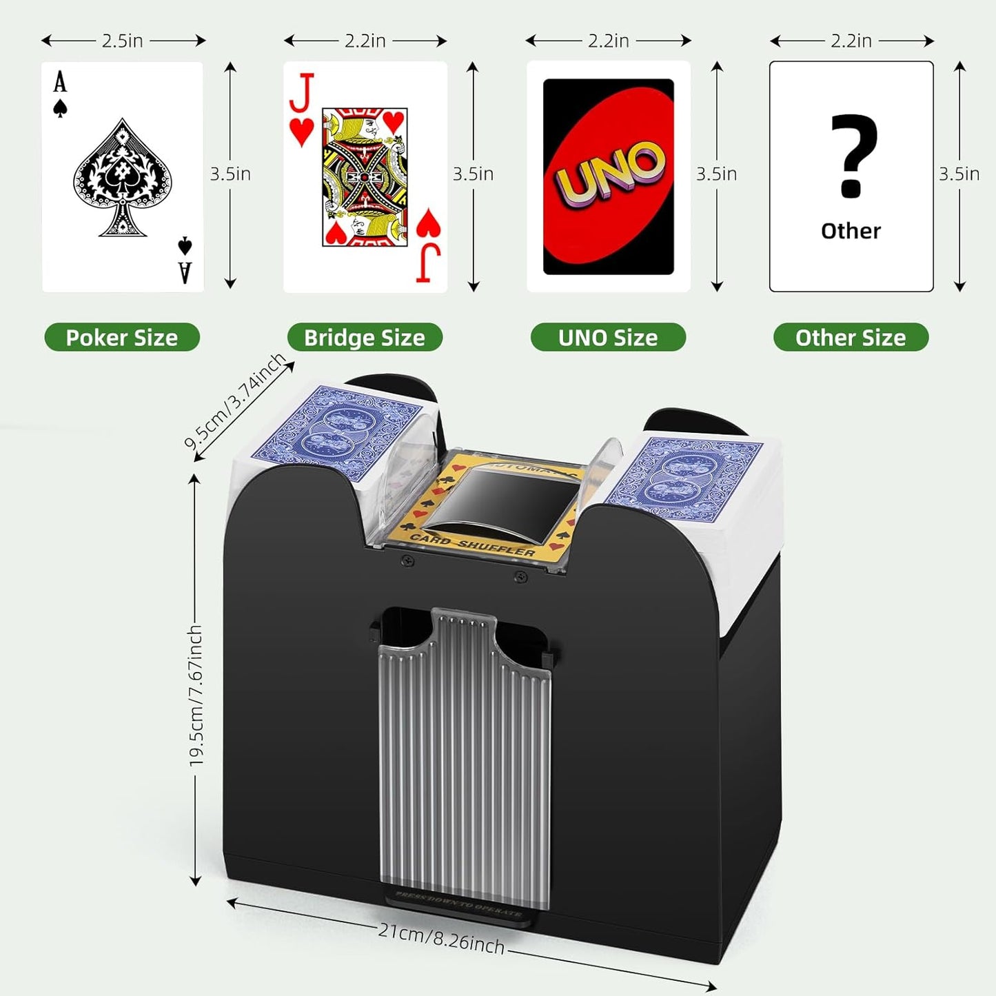 Automatic Card Shuffler 1/2/4/6 Decks,Battery Operated Electric Playing Card Shuffler for UNO,Casino Card Game,Poker,Phase 10,Blackjack,Texas Hold'em,Home Card Games