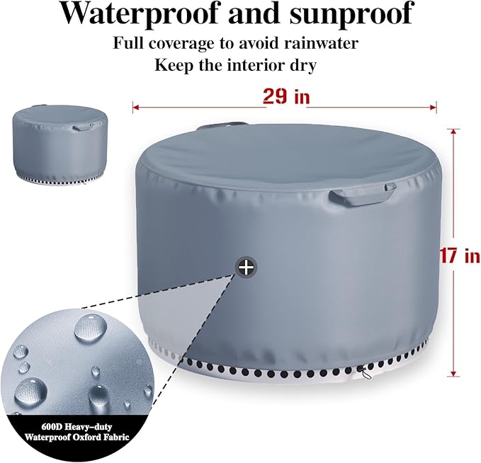 Chinchilla Fire Pit Cover Round for Solo Stove Yukon 27", Waterproof Smokeless Fire Pit Cover, 600D Strong Tear Resistant, Fits for Gas/Table/Bowl Fire pits