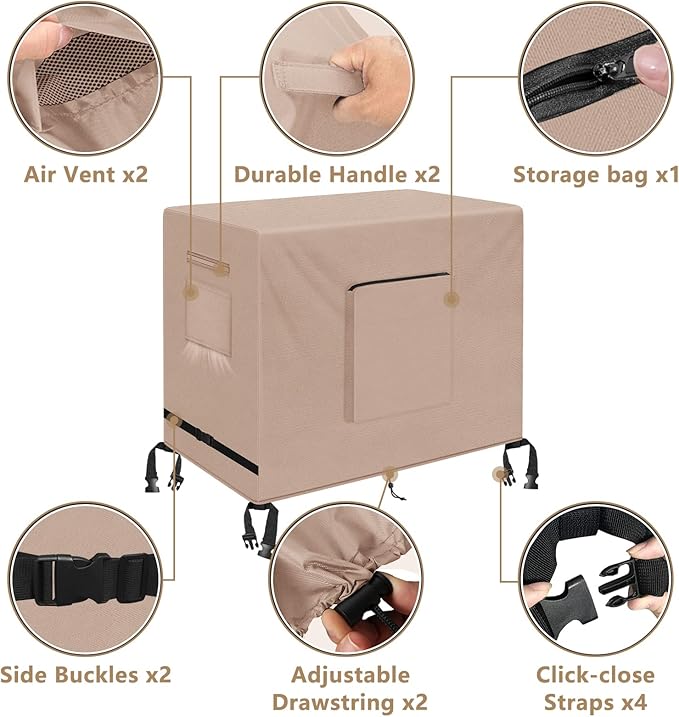 Kovshuiwe Outdoor Dining Cart Cover - Heavy Duty Waterproof Cover for Royal Gourmet Cart Flattop Worktable PC3401S & PC3401B, Compatible with 52 inch Outdoor Utility Cart-52 x 22 x 36 Inch, Khaki