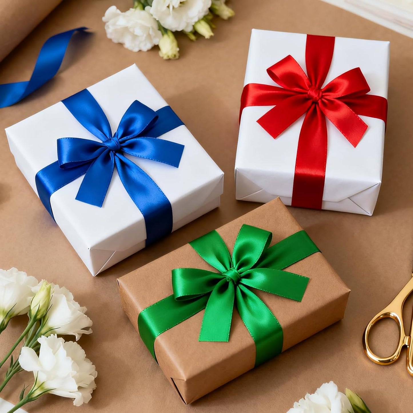 1-1/2 Inch 100 Yards Satin Ribbon Red, Solid Color Fabric Ribbon for Gift Wrapping, Wedding, Polyester Gift Ribbon for Birthday Party Decoration, Craft, Hair, Floral, Sewing