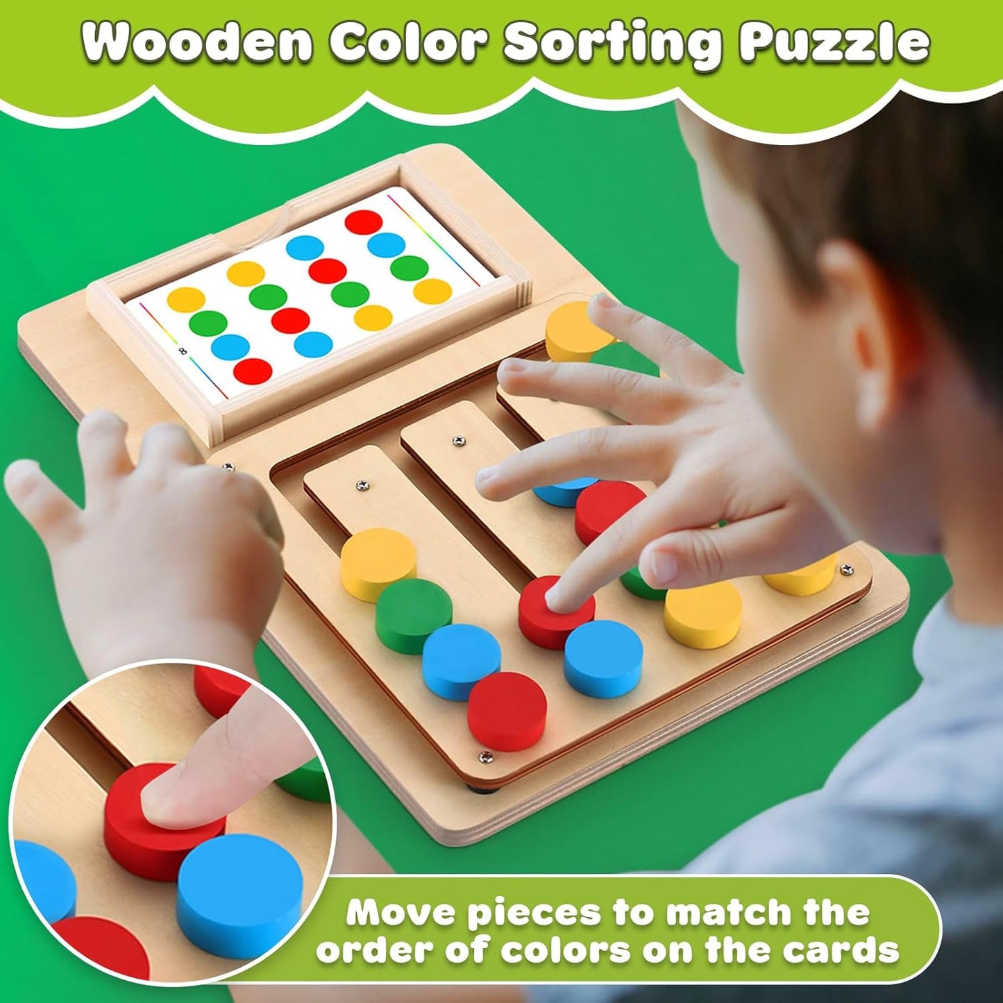 V-Opitos Color Matching Puzzle Toys, Montessori Brain Teasers Game for Kids Age 3, 4, 5, 6, 7 Years Old, Road Trip Toys for Boys & Girls, Handheld Games for Travel, Ideal Christmas, Birthday Gifts