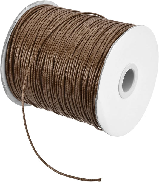 MECCANIXITY Waxed Cord 1.5mm Waxed Polyester Cord 175 Yard Wax String for Bracelet Making,Necklaces, Beading,Jewelry Making and DIY Crafts(Brown)