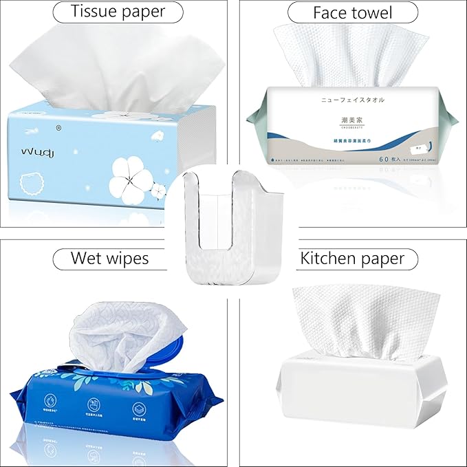 Kitchen Wipes Storage, Flushable Wipes Holder for Bathroom, Wall-Mounted Tissue Box, Non-Slip Flushable Wipes Holder, Wipe Container, Wipes Dispenser for Kitchen Bedroom Bathroom, White
