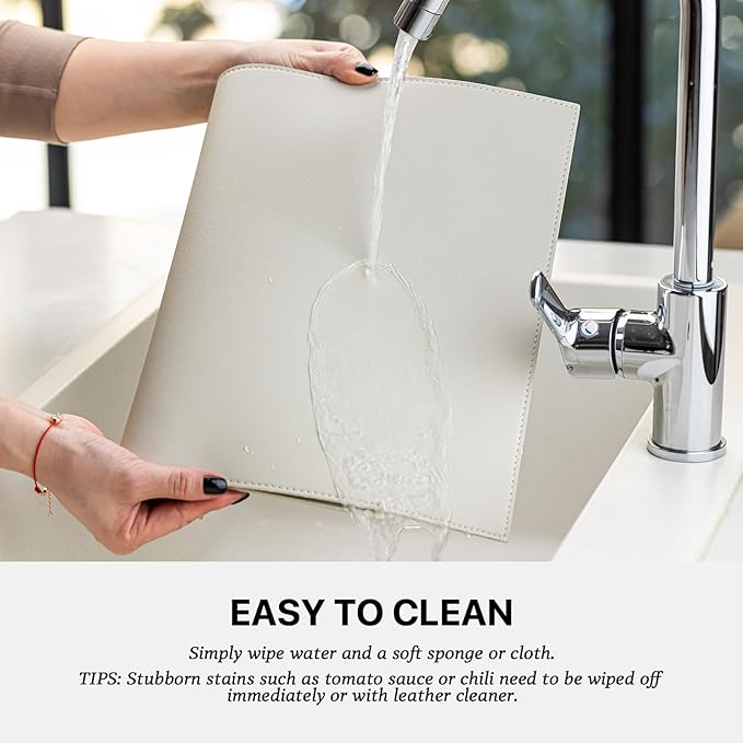 Faux Leather Placemats Set of 12 Vinyl Washable Wipeable Table Mats for Kitchen Dining Table Heat Resistant Waterproof Modern Indoor/Outdoor Placemats Non-Slip Easy Clean Place Mat Cream White