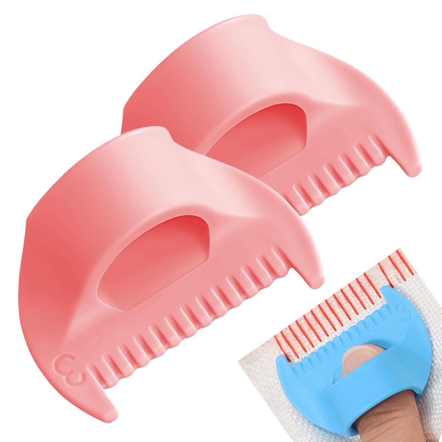 2 PCS 3mm Edge Lock Seam Guide, Mini Sewing Finger Ruler for Hand Sewing, DIY Sewing Kit Tool, Sewing Needle Gauge Measuring Guide, Pink