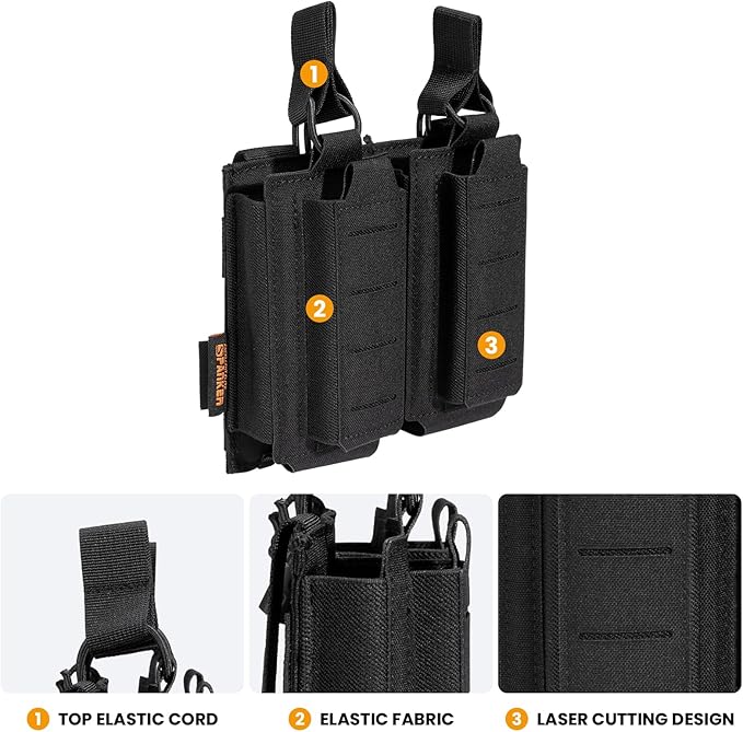 EXCELLENT ELITE SPANKER Tactical Open-Top Single/Double/Triple Molle Mag Pouch for Pistol Mag Pouch Tactical Bag Accessories Holder