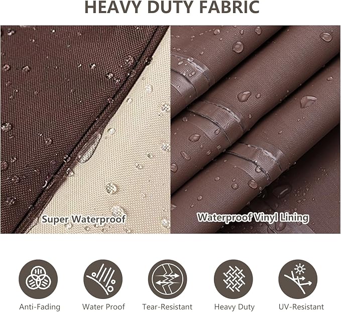Rileytee Outdoor Furniture Covers Waterproof,600D Heavy Duty Patio Furniture Covers 3 Piece Set,Patio Set Cover for 2 Chairs and Side Coffee Table,Beige