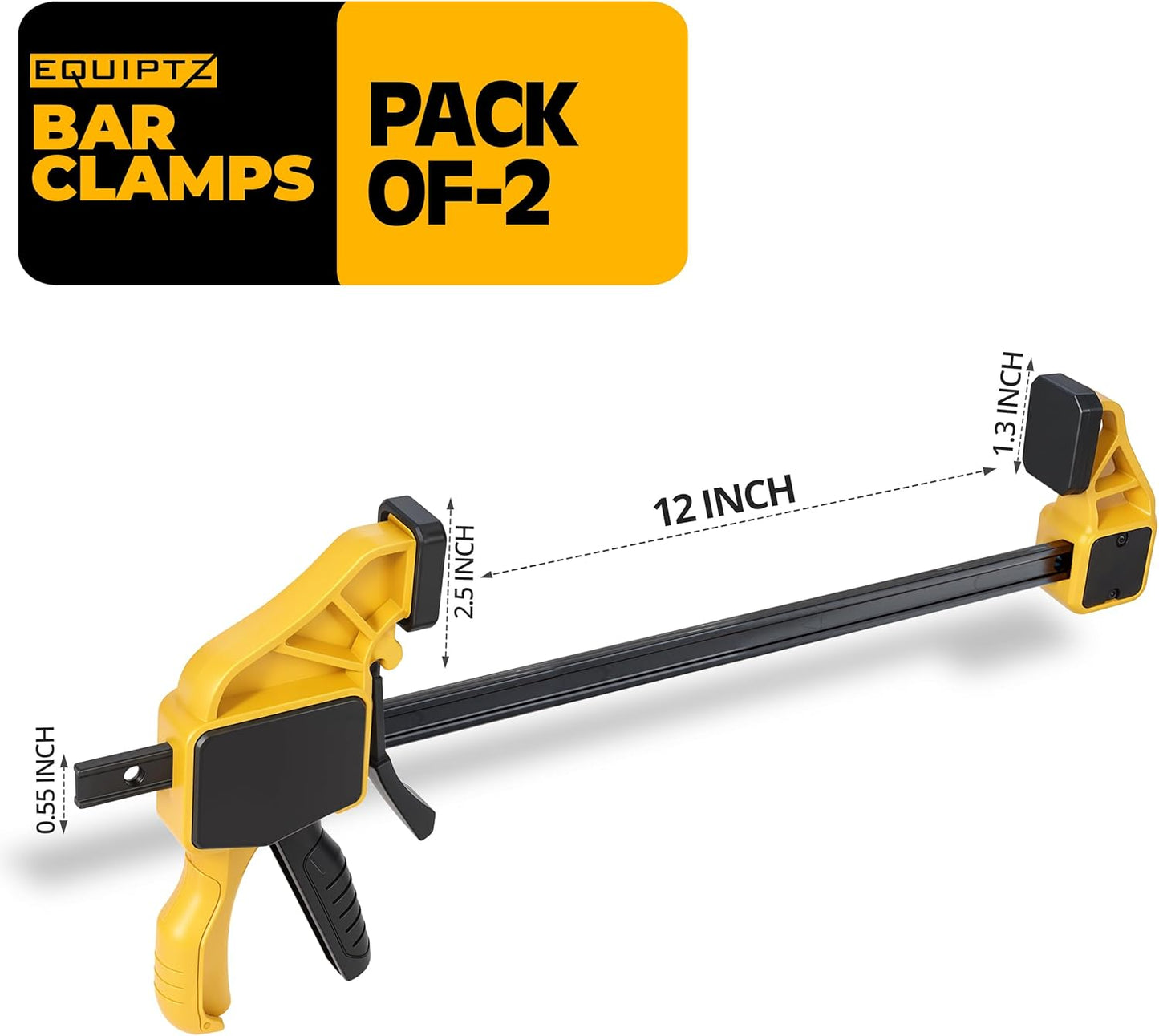 12 inch Bar Clamps for Woodworking – 2 Pack Quick Grip Clamps Set with 150 lbs Force – Wood Clamps for Gluing, Carpentry, DIY, and Metalworking (12 inch Size, 2 Pack)