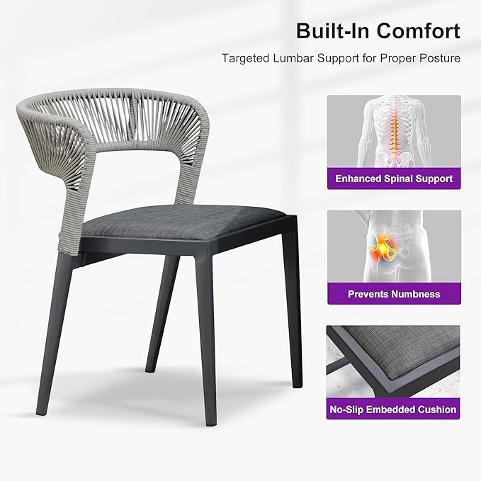 PURPLE LEAF 7 Pieces Outdoor Dining Set Patio Table and Chairs Set Aluminum Wicker Rattan Patio Furniture Set for Lawn Garden Porch Beige Marble Color Outdoor Set