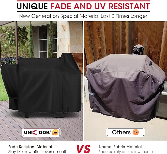 Unicook Pellet Grill Cover Compatible with Pit Boss 820, 820 Deluxe and 850, Outdoor Waterproof Wood Pellet BBQ Smoker Cover, All Weather Protection