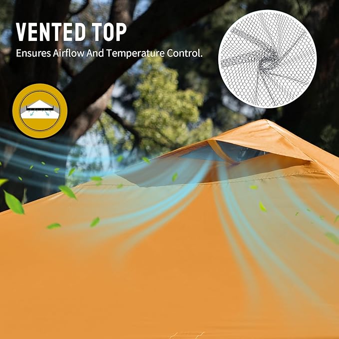 CROWN SHADES 10x10 Pop Up Canopy - Beach Tent with One Push Setup - Easy Outdoor Sun Shade for Events, Parties, Camping - Gazebo with STO-N-Go Cover Bag, Silver Coated Top, Orange