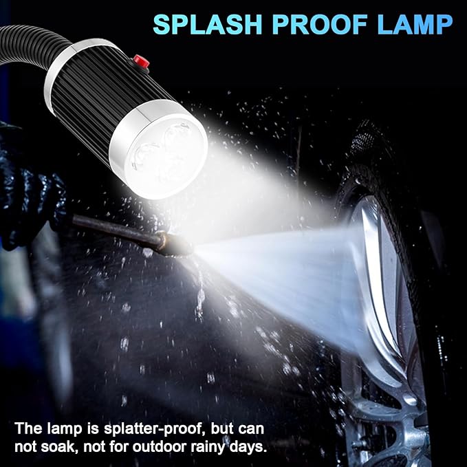 YJINGRUI 9W LED Magnetic Work Light, 900LM Super Bright Gooseneck Lamp with Strong Magnetic Base, 360° Flexible Shop Light for CNC Lathe, Sewing Machine, Workbench, Auto Repair, Grill & Indoor Tasks