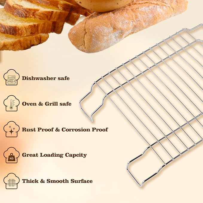VBGK Cooling Rack, Heavy Duty Stainless Steel Wire Rack for Baking, Grilling, Roasting, Drying, Nonstick 11.81"x8.66" Oven & Dishwasher Safe, Compatible with Electric Cooktop