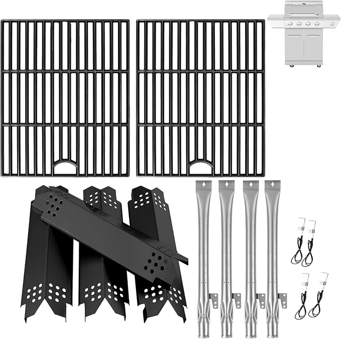 Replacement Parts for Nexgrill 4-Burner 720-0830 720-0830H 720-0830A 720-0830HR 720-0830T, Cooking Grate, Heat Shield and Burner Kit for Nexgrill Replacement Parts 4-Burner