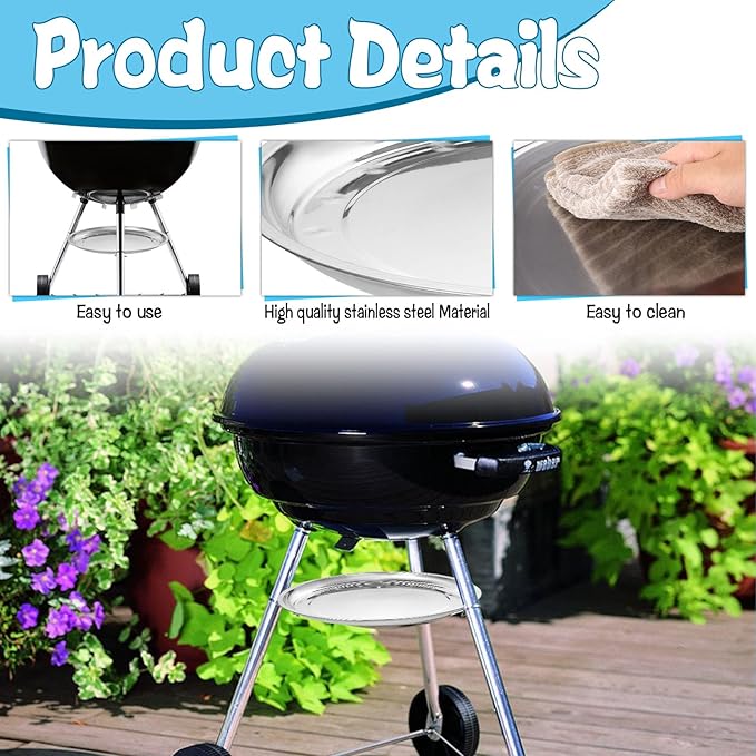 2 Pcs 13-1/2" Diameter Charcoal Grill Ash Catcher Pan Compatible with Weber 22" Kettle Grill, Ash Pan for Grill Replacement Parts