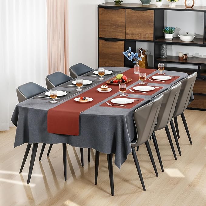 Myir JUN Placemats Dual Sided, Faux Leather Place Mats Set of 6 Indoor for Dining Table Non-Slip Washable Wipeable Heat Resistant Outdoor Table Mats (Gray Terracotta, Set of 6)