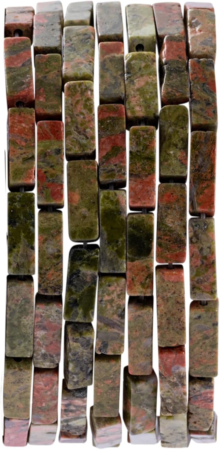 Natural Unakite Rectangle Tube Beads 4x13mm 38cm/str Loose Semi Gemstone Stone Beads for Making Bracelets Necklace Earrings