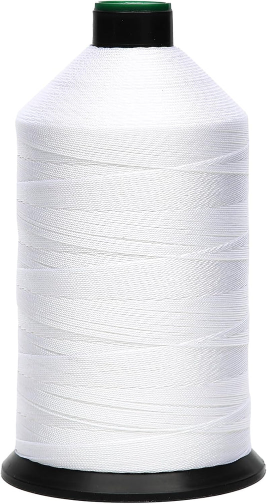 Extra Strong Bonded Nylon Thread #277 Tex270 – 16 OZ, 1500yds, Versatile Stitching Solution for Leather, Upholstery, Canvas Repair and More (White)